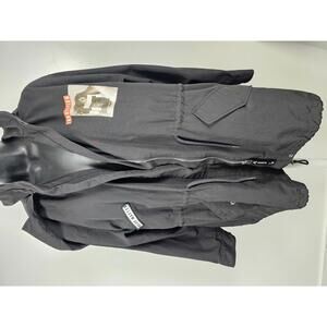 Men's Black Utility Jacket with Graphic Patches